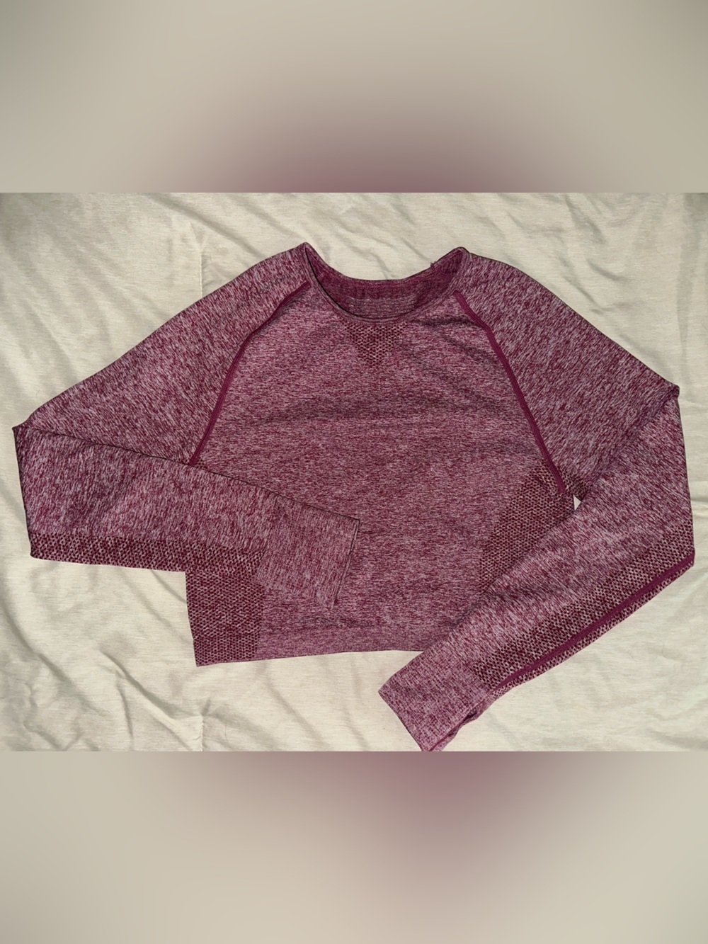 Amazon Women's Long Sleeve Seamless Crew - Maroon Heather